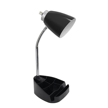 Feeltheglow Gooseneck Organizer Desk Lamp with iPad Tablet Stand Book Holder & Charging Outlet; Black FE882469